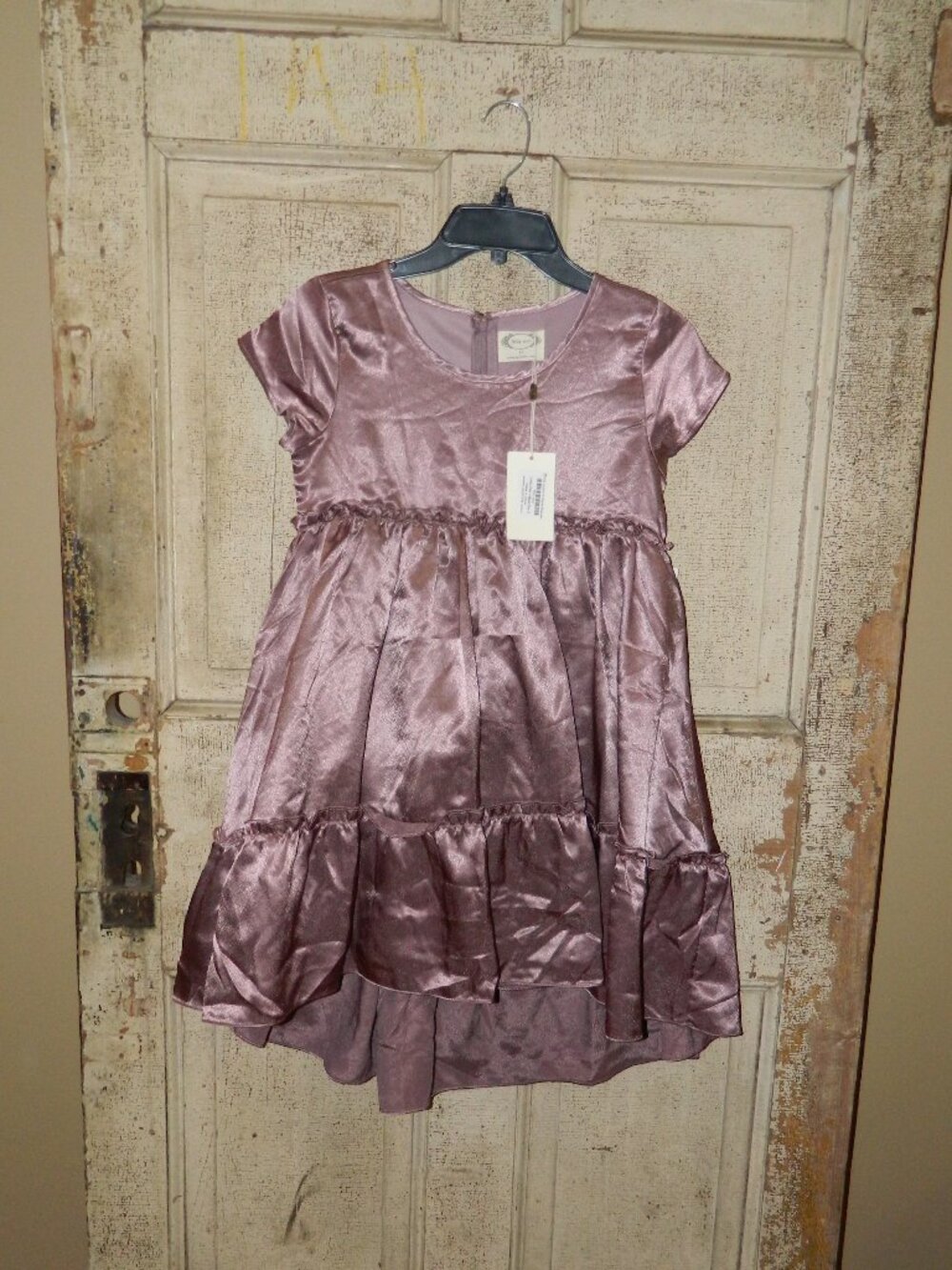 Joyfolie Mia Joy Dress Girls Mauve Lorelei Tiered Lined Shimmer Sz 12 (UU-33)